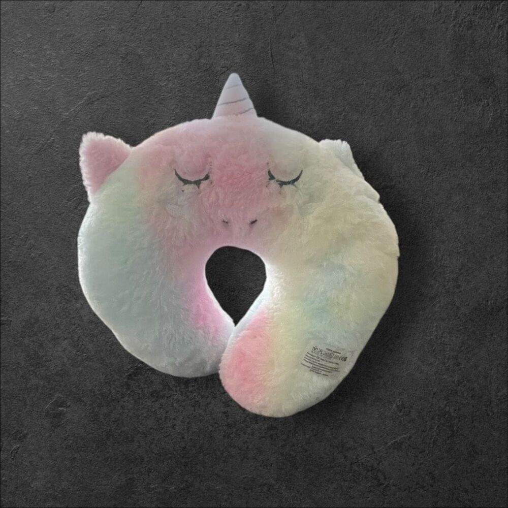 Kids Multicolor Rainbow Travel Unicorn U-shaped Head Neck Support Pillow OS